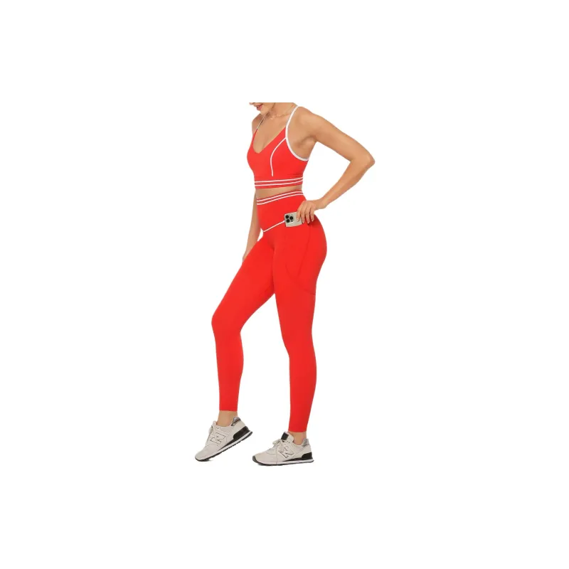 LORNA JANE Fast Pace Recycled Booty Athletic Trousers Women's Tomato Color-2