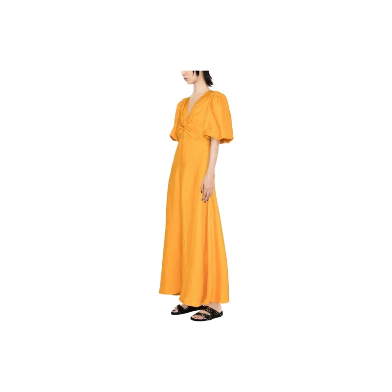 Sandro Short Sleeved Dresses Women's Honey Citrus Orange-2