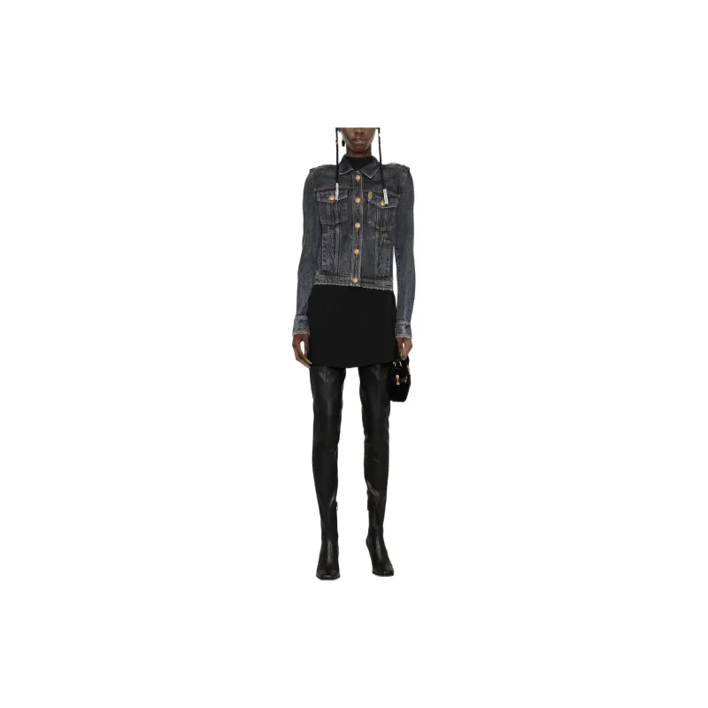 BALMAIN Denim Jacket Women's Black-1