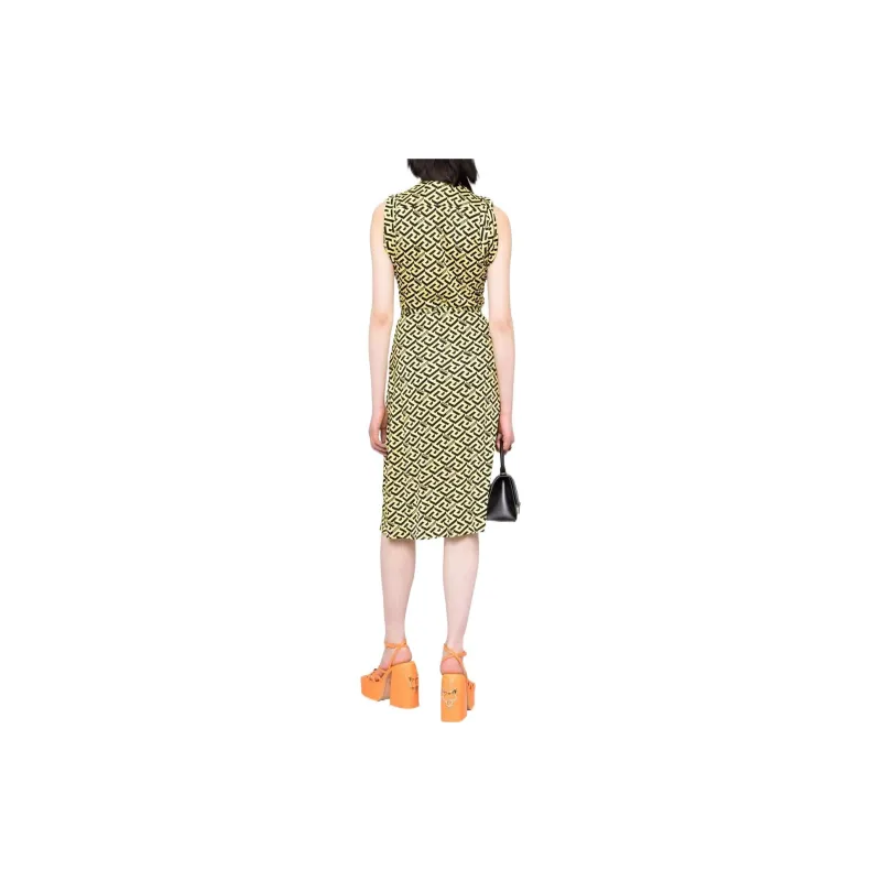 VERSACE Sleeveless Dresses Women's Yellow-2
