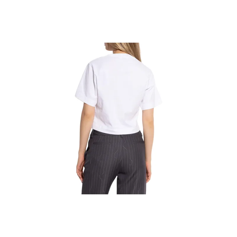 OFF WHITE Logo Embroidered Crewneck T Shirt-3