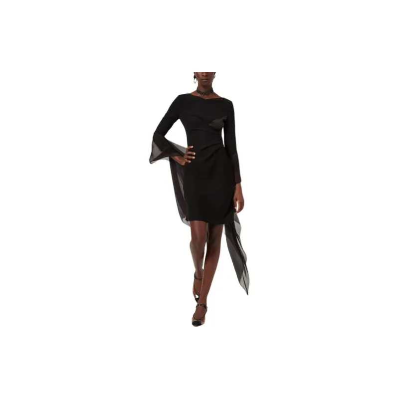 EMPORIO ARMANI SS21 Long Sleeved Dress Women's Black-4