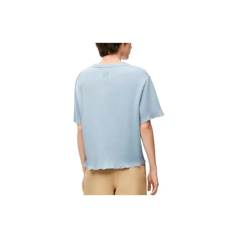 LOEWE SS24 Drop Shoulder Sleeve T Shirt Women's Light Blue-4