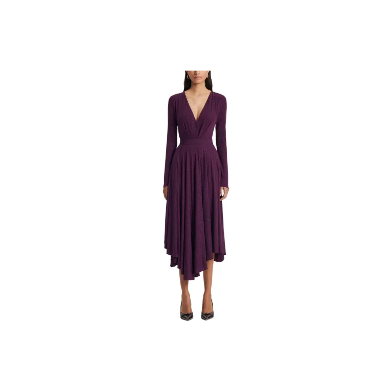 SCANLAN THEODORE Tinsel Drape Skirt Casual Long Skirts Women's Aubergine/Eggplant Purple-1