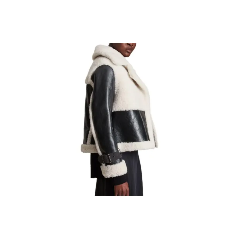 ALLSAINTS Leather Jackets Women's Black/White-3