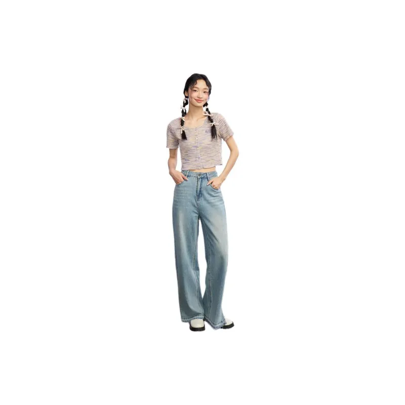 ZIHAN T Shirt Women's Purple Stripes-2