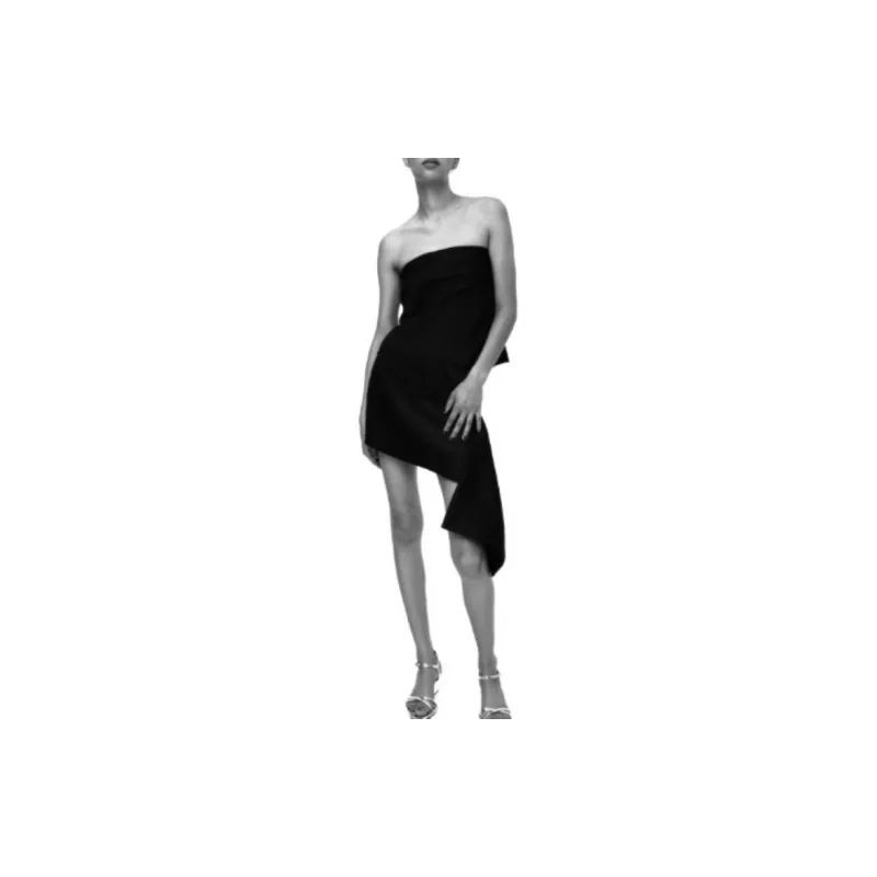 ZARA Strapless Tops Women's Black-2