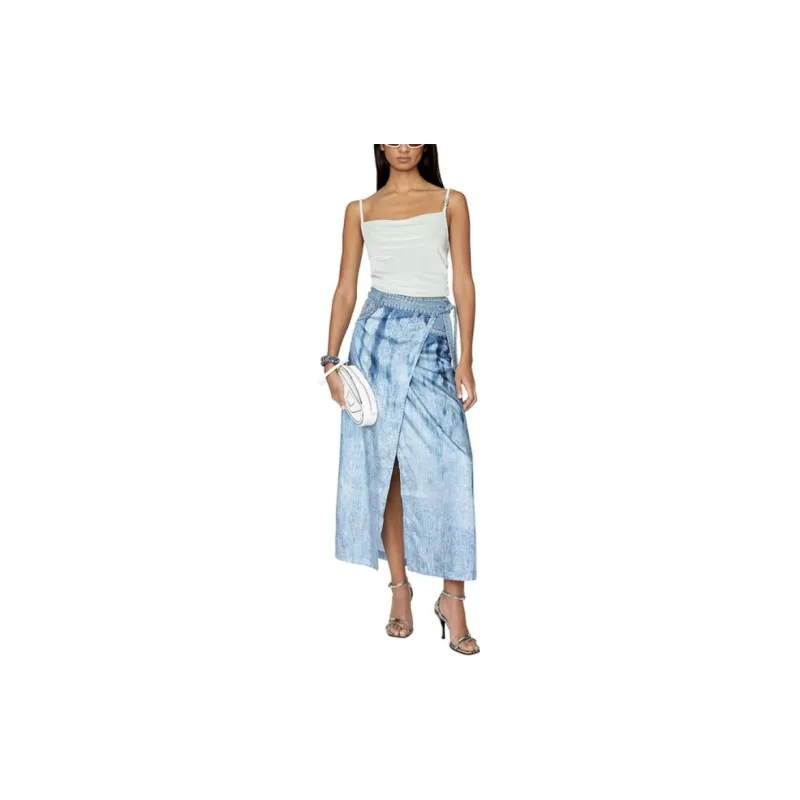DIESEL Denim Long Skirts Women's Blue-1