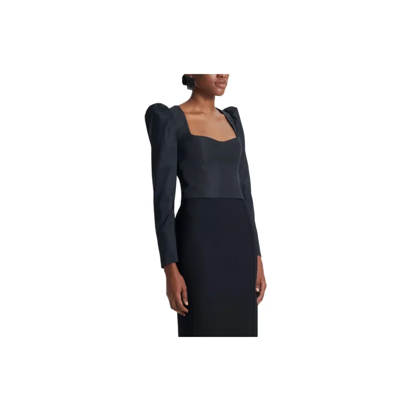 SCANLAN THEODORE Taffeta Slim Fit Top Crop Tops Women's BLACK/Black-3