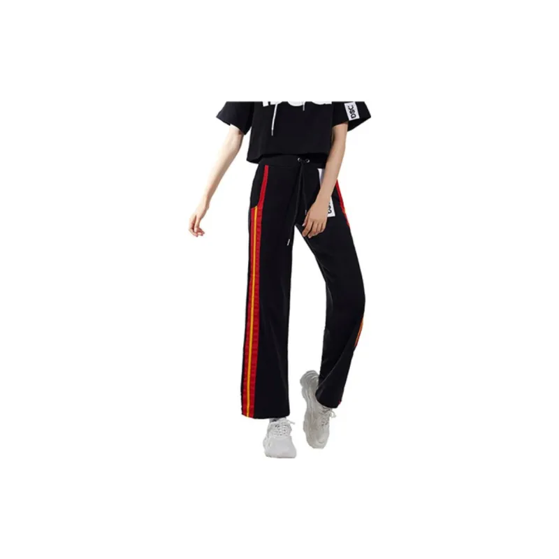 DSG DISGUSTO SS22 Straight Sports Pants Women's Black Red-4