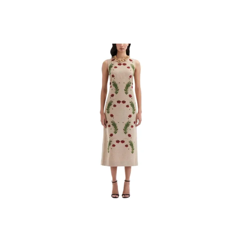 Oscar De La Renta Carnation-motif Sleeveless Pencil Dress-2