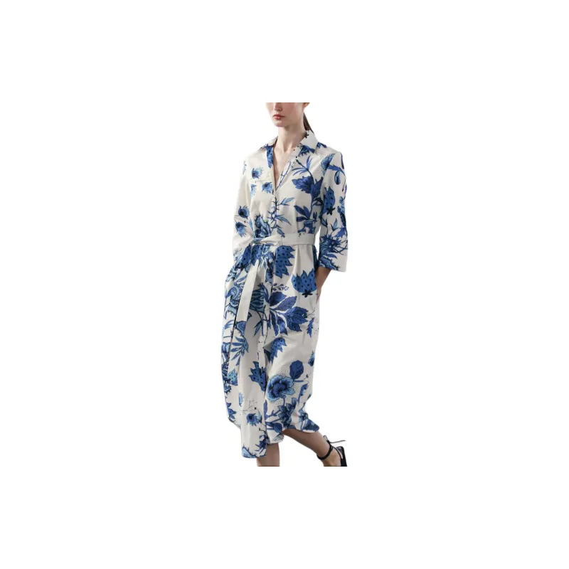 ZARA ZW Series Long Sleeved Dresses Women's Blue/White-2
