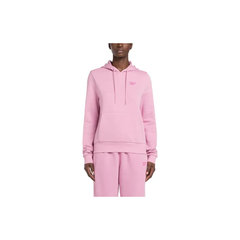 Reebok Identity Small Logo French Terry Hoodie Sweatshirt Women's Pink Jasmine-1