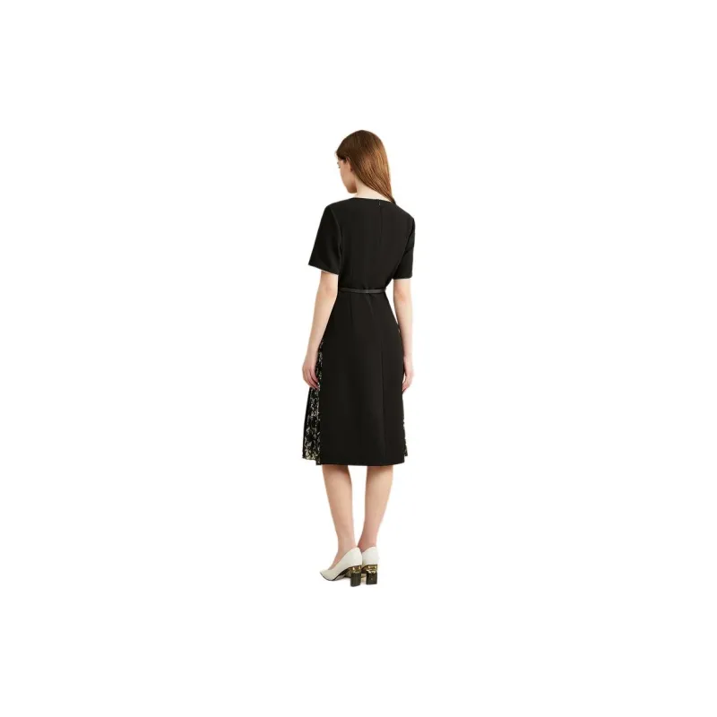 Yiner Short Sleeved Dresses Women's Black-1