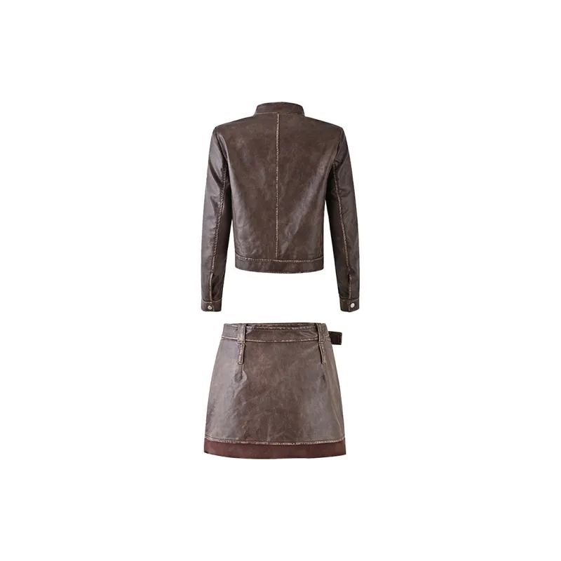 CHARM PICK Skirt Set Women's Brown-1