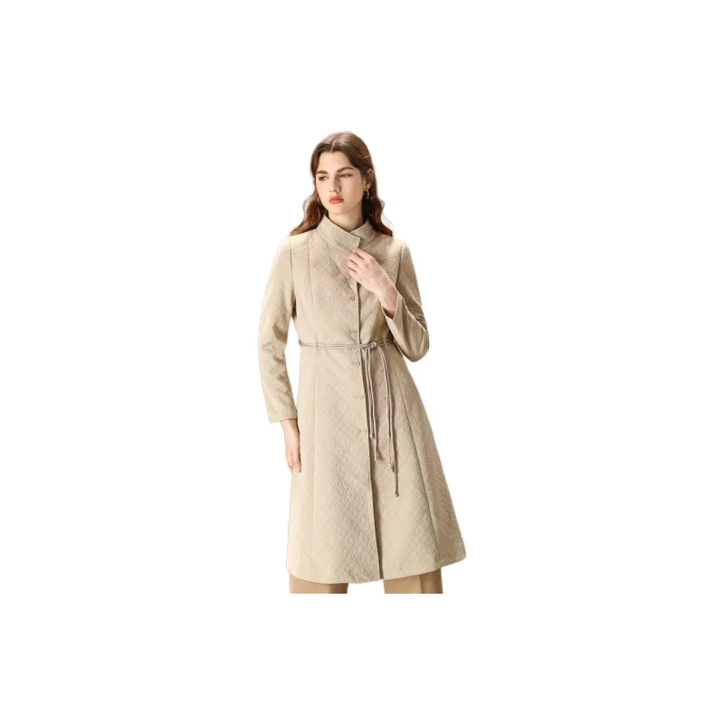 FENHONGMALI Trench Coat Women's Beige-1