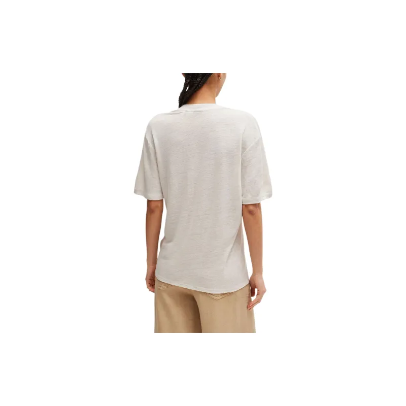 HUGO BOSS Logo embroidered Linen T shirt-2