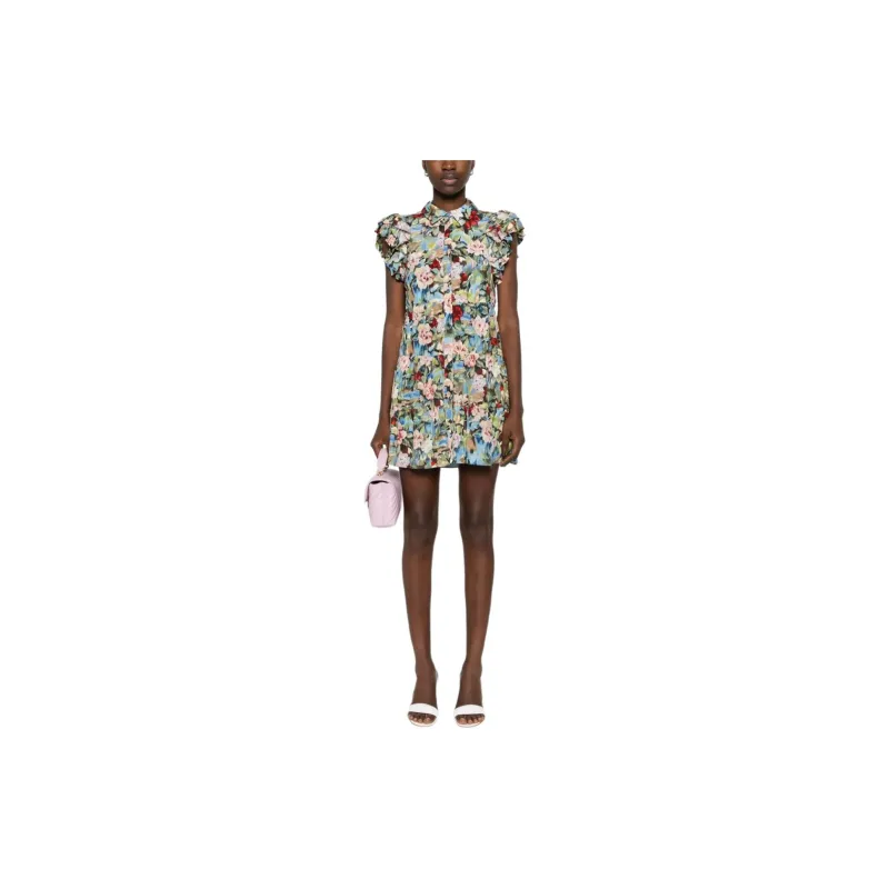 ALICE+OLIVIA Floral-print Tiered Minidress-1