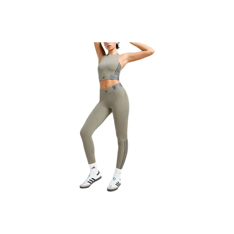 Adidas Gym Hyperglam Full-Length Athletic Trousers Women's Silver Egg Stone Color-5