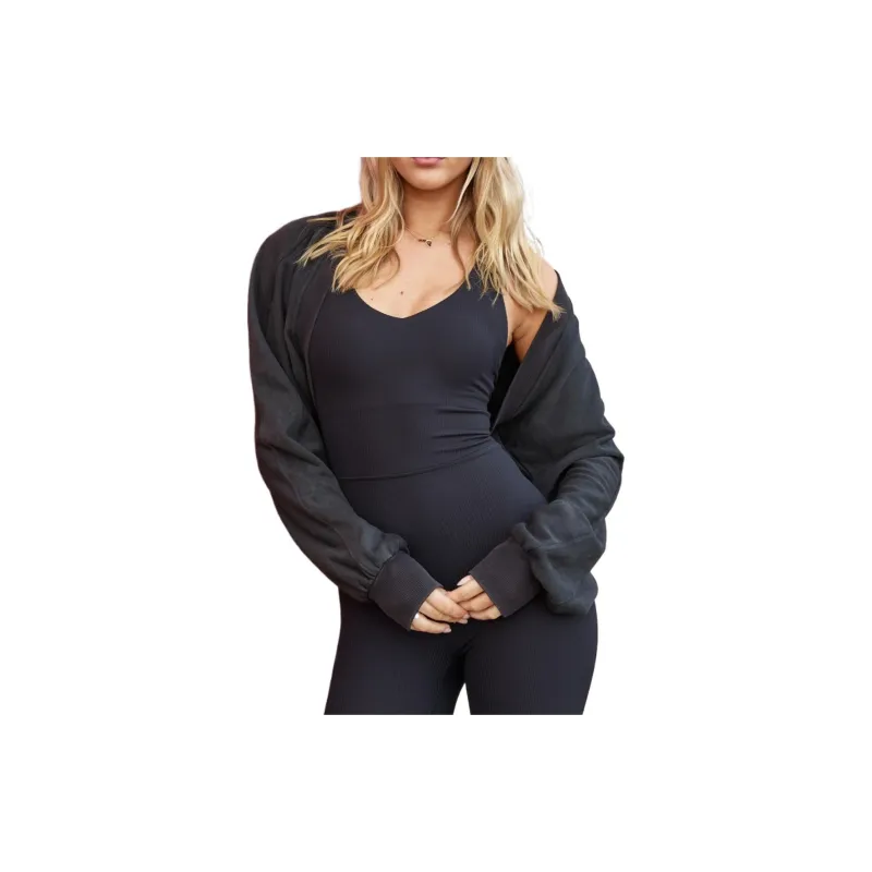LORNA JANE Warm Up Shrug Cropped Coats Women's Black-4