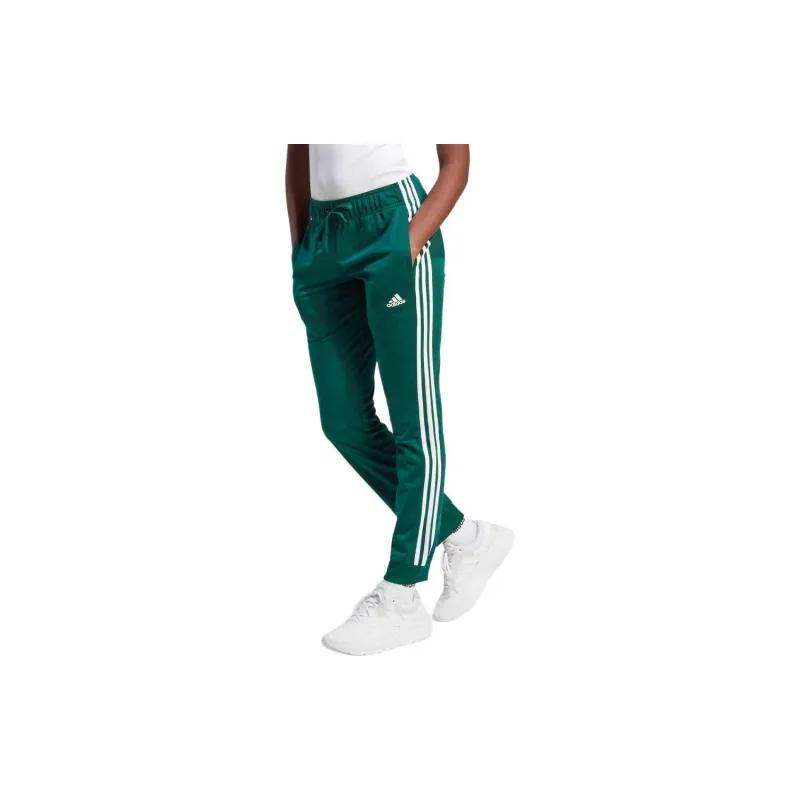Adidas Women's Primegreen Essentials Warm Slim Tapered 3 Stripes Track Tracksuit Bottoms Collegiate Green/White-1