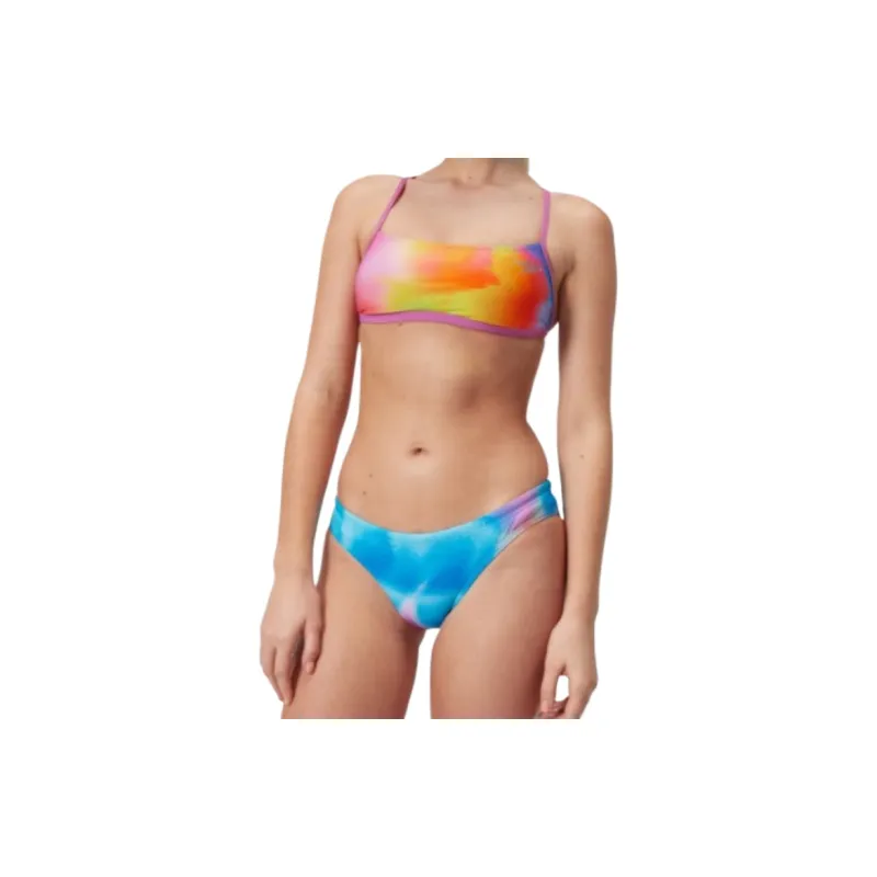 Speedo Women's Club Training Allover Digital Hipster Brief Bikini Two-Piece Swimsuits Women's Pink/Yellow-2
