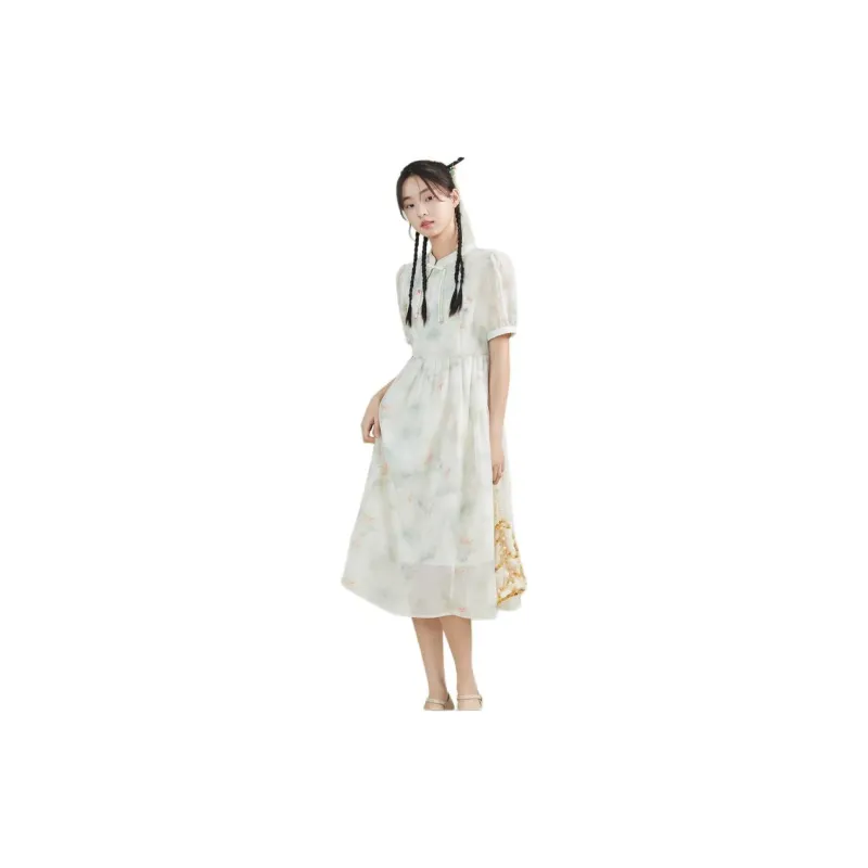 ZIHAN Short Sleeved Dress Women's Pink Orange-1