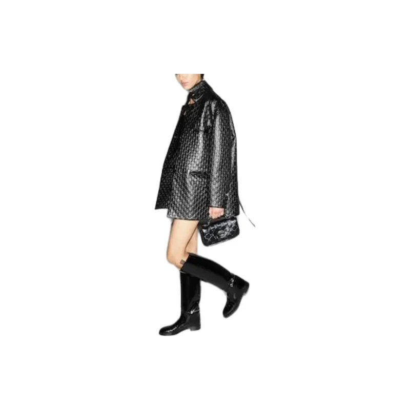 GUCCI Gg Embossed Leather Jacket-4