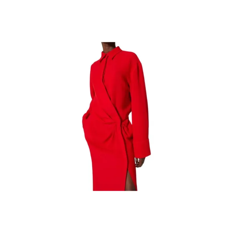 Valentino Long Sleeved Dress Women's Red-4