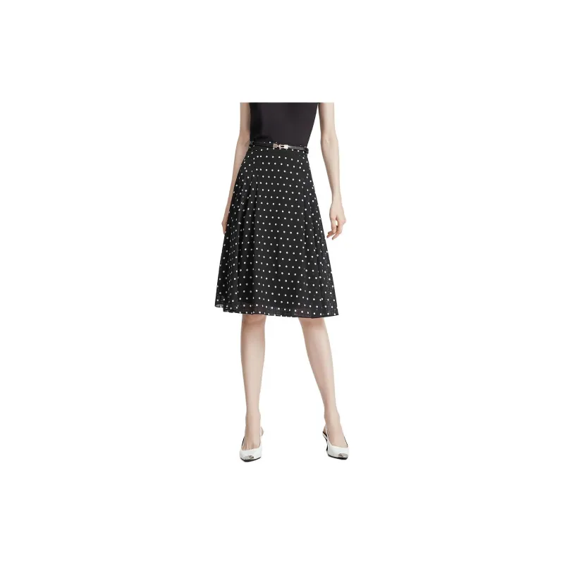 FINITY Casual Long Skirts Women's Black With White Dot-2