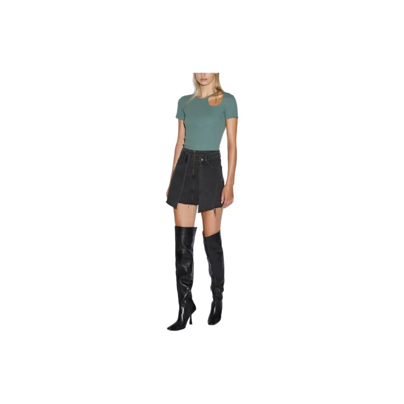 Ksubi Denim Short Skirts Women's Black-3