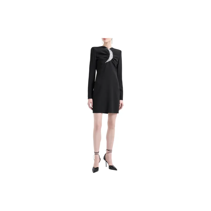 EMPORIO ARMANI Sheath Dress With Draping And Oversized Moon With Rhinestones-4