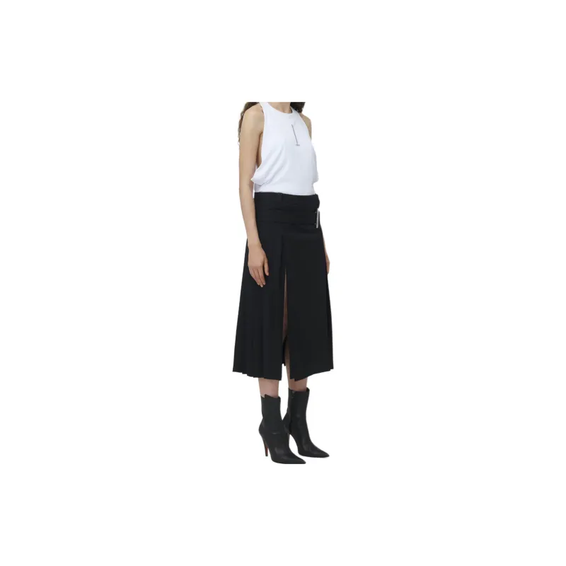 Alexander McQueen Belted Waist Pleated Midi Skirt-2