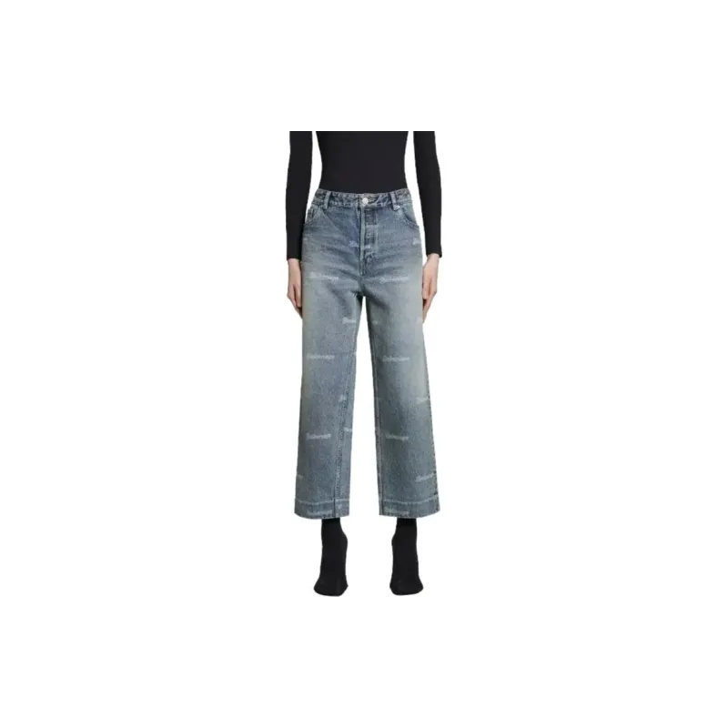 Balenciaga Logo Printed Low Rise Denim Jeans-2