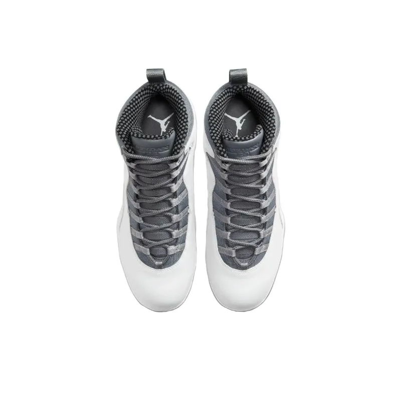 Jordan Air Jordan 10 Anti-Slip Wear-Resistant Soccer Shoes Men's White Gray-4