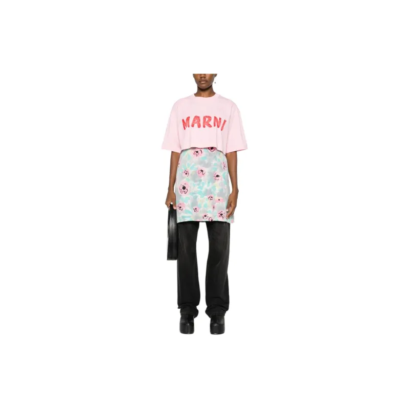 MARNI Logo Printed Cropped T Shirt-1