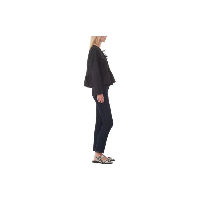 GANNI Bow fastening Organic Cotton Blouse-4