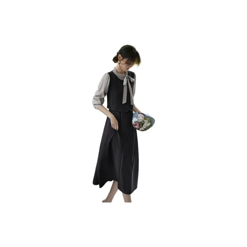 XWI Long Sleeved Dress Women's Dark Gray-2