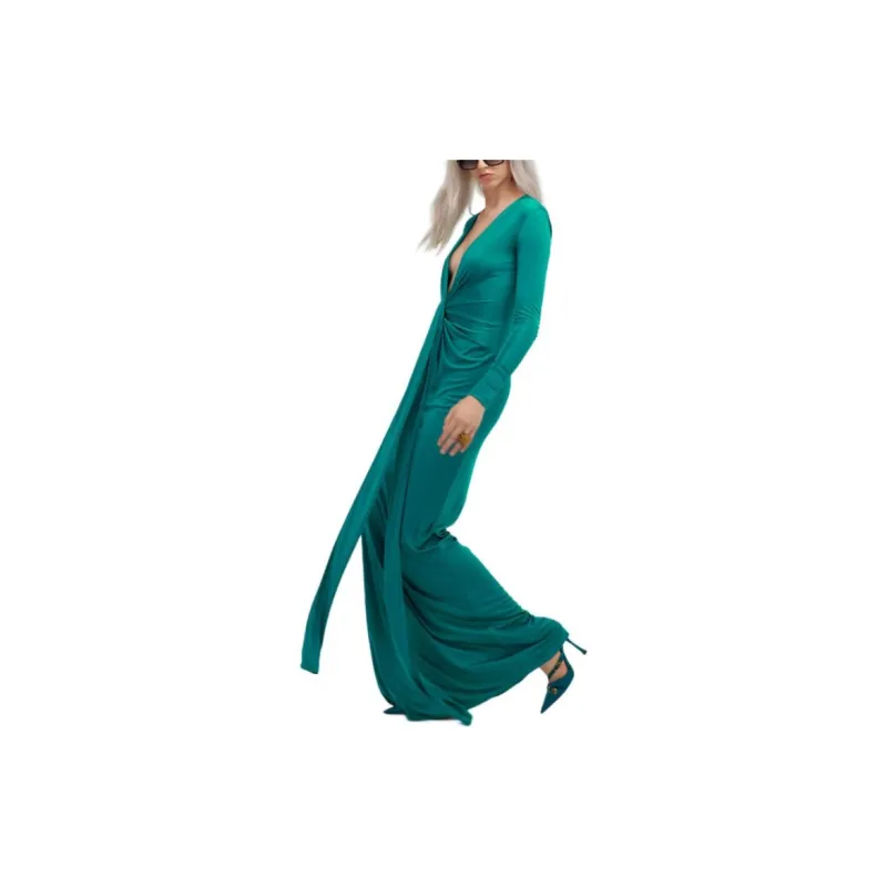 Roberto Cavalli Plunging ConcealedV neck Gown-2