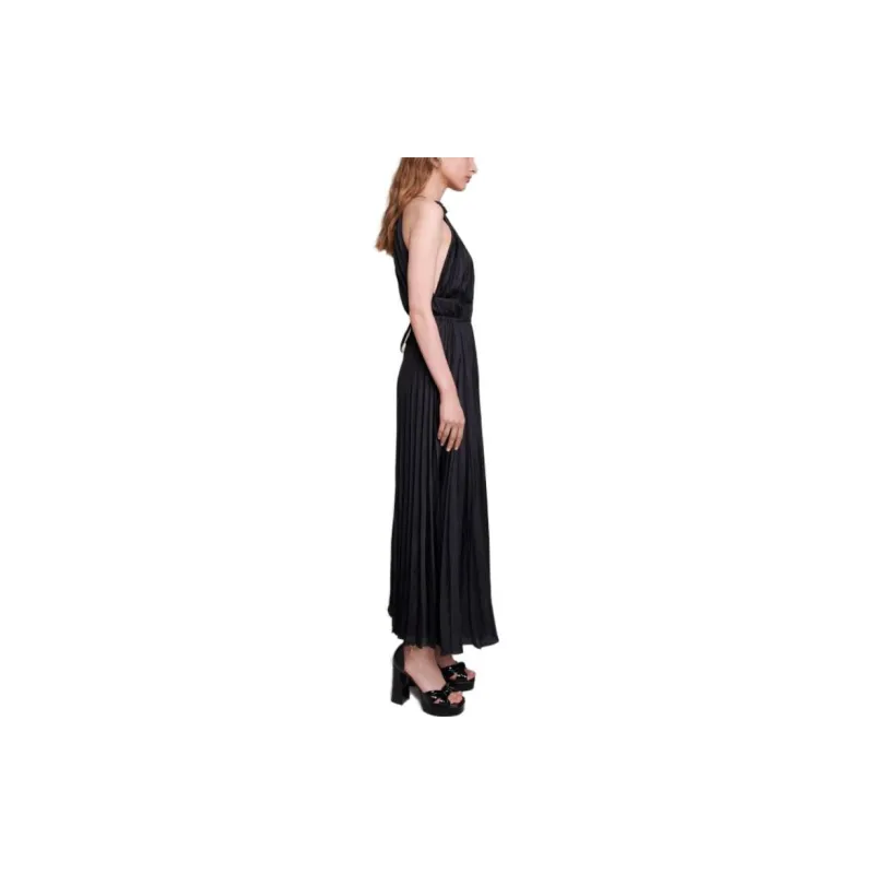 Maje Pleated Satin Maxi Dress-3