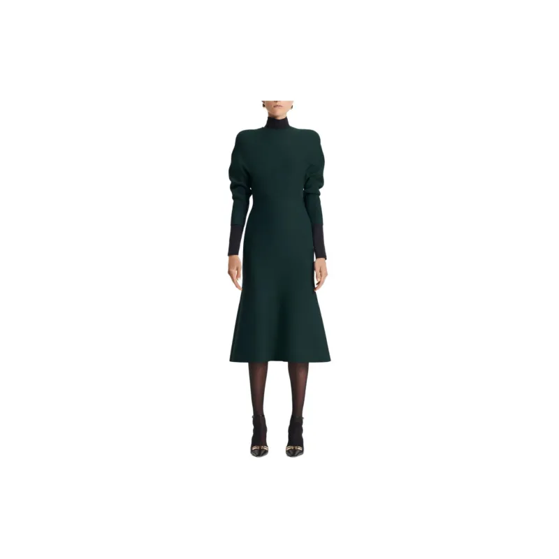 SCANLAN THEODORE Crepe Knit Cocoon Dress Long-Sleeved Dresses Women's Dark Green/Dark Green-1