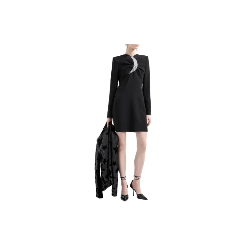 EMPORIO ARMANI Sheath Dress With Draping And Oversized Moon With Rhinestones-1