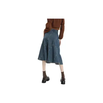 SONGS ALONG Denim Long Skirt Women's Blue