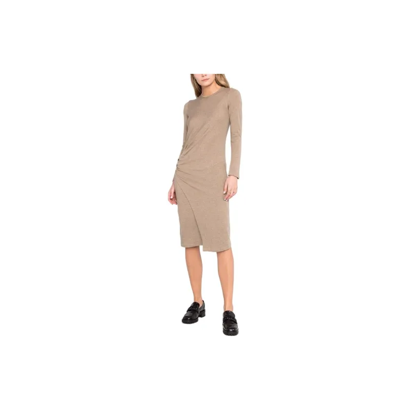 VINCE Gathered Long Sleeve Midi Dress-1