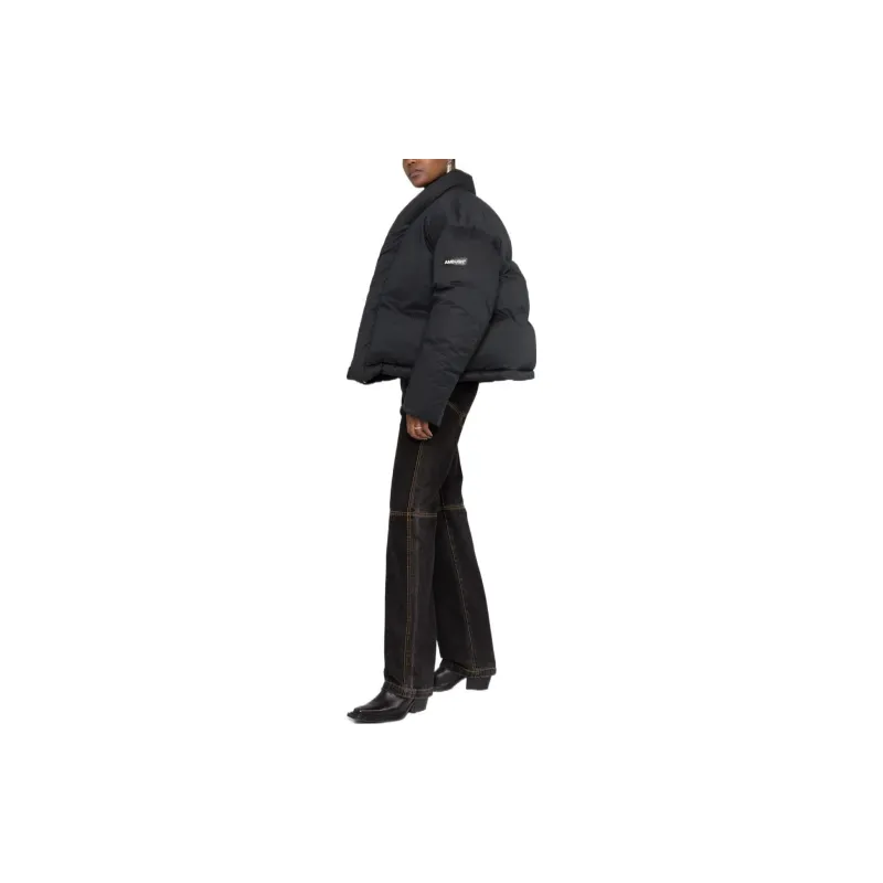 AMBUSH FW21 Solid Color Stand Collar Loose Fit Down Jacket Women's Black-3