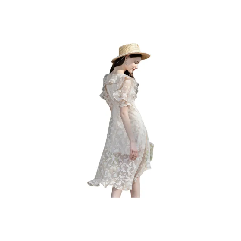 Anmani Short Sleeved Dress Women's Apricot Lotion-2