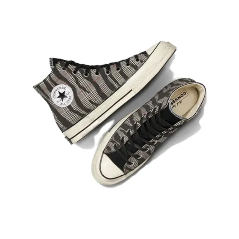 ZEBRA X Houndstooth x Converse Chuck 70 Anti-Slip Wear-Resistant High-Top Canvas Shoes Unisex Black-5