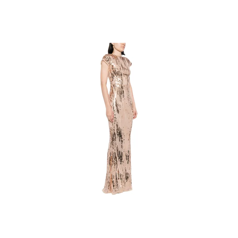 Talbot Runhof Sequined Cap sleeve Gown-2