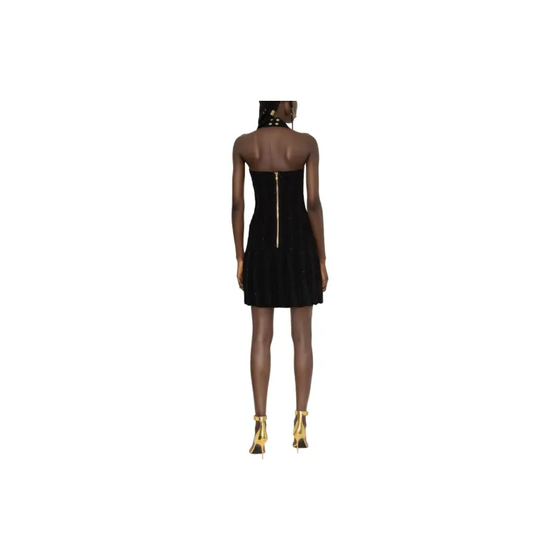 BALMAIN Tweed Halterneck Mini Dress-2