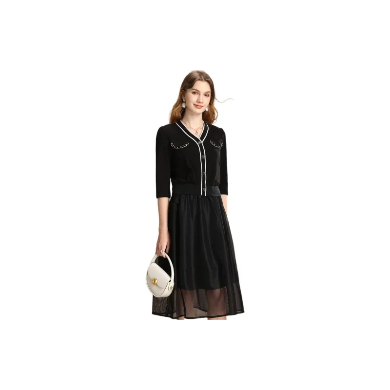 FENHONGMALI Skirt Set Women's Black-2
